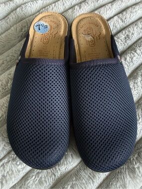 Women's Navy Mesh Slip-On Mules - Comfortable Casual Clogs